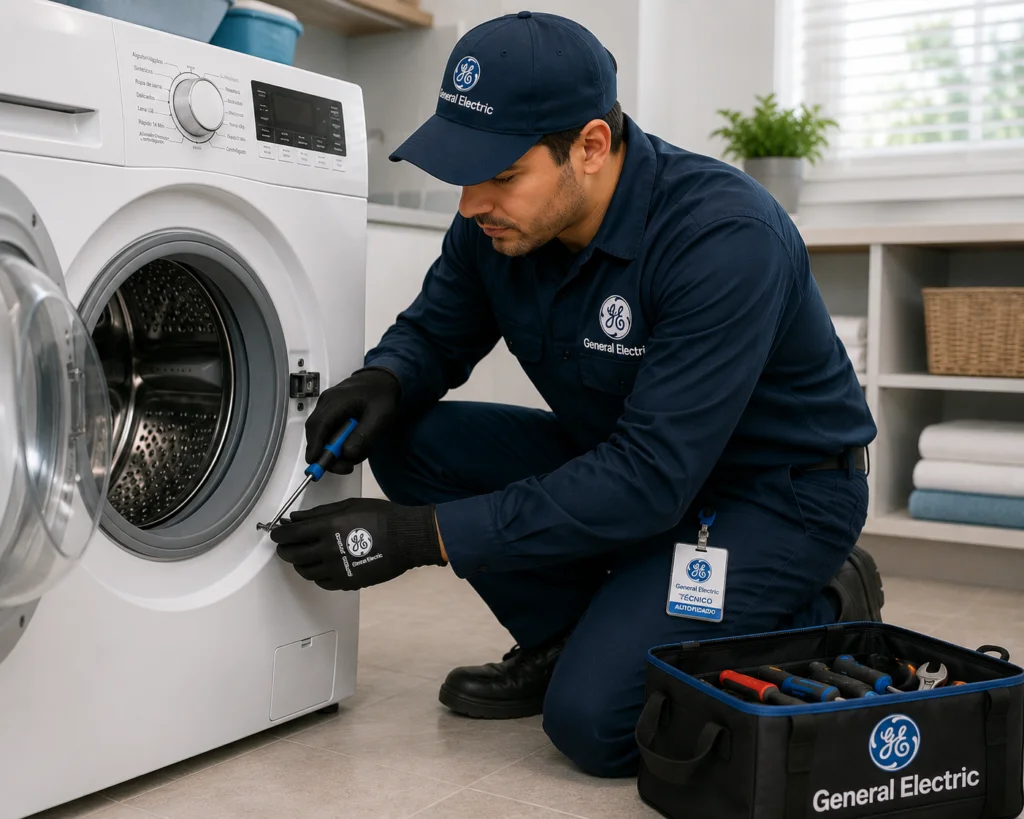 Técnico General Electric atendiendo centro de lavado ge unitized en Quito