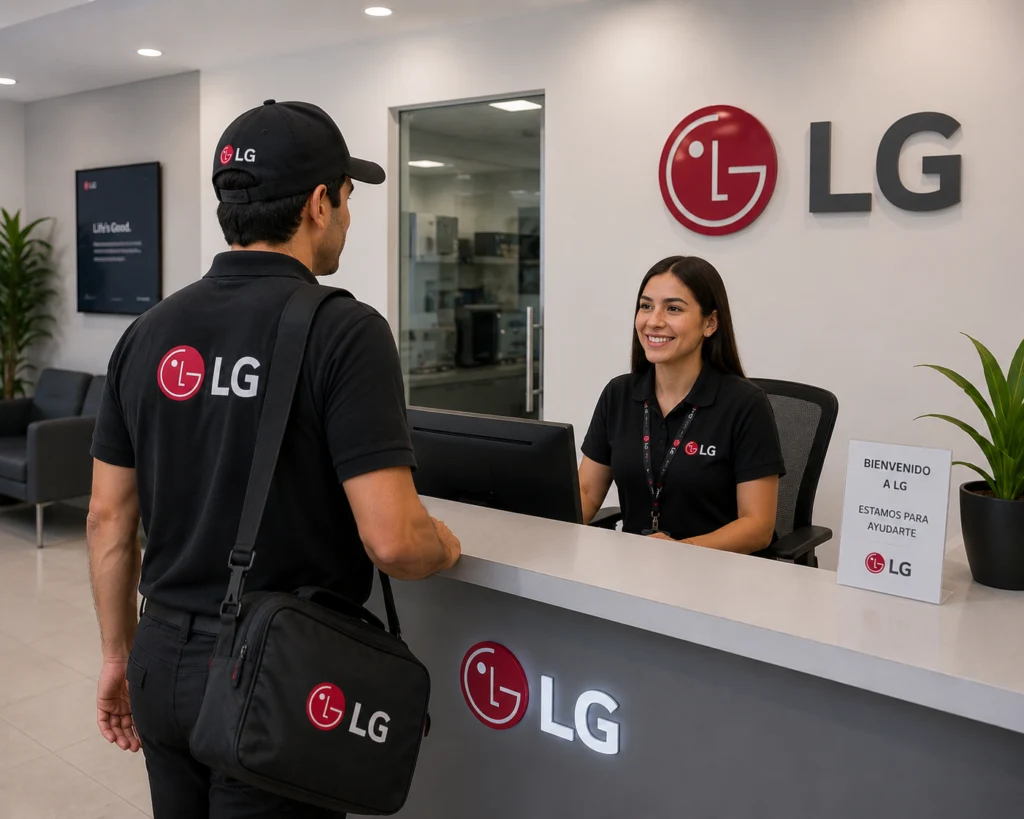 Técnico autorizado LG documentando una reparación en Quito