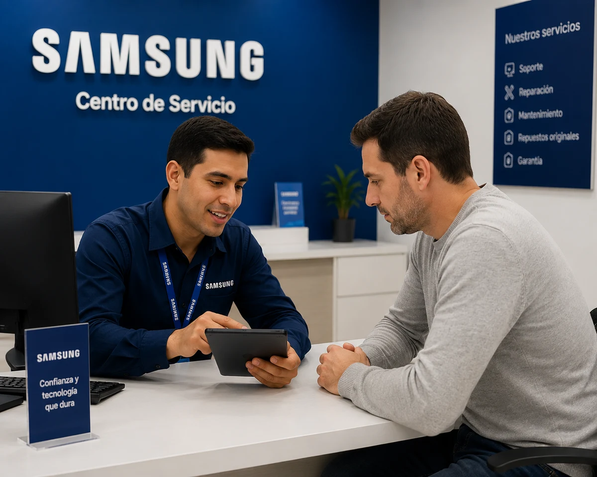 Técnico Samsung realizando mantenimiento preventivo en Quito